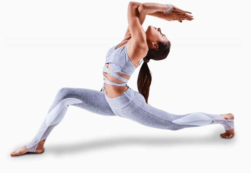 Bright, spacious yoga studio with natural light and practice equipment